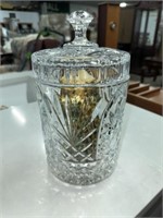 CRYSTAL GLASS CONTAINER WITH LID AND CANDLE