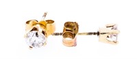 Pr. 14kt Gold Solitaire Diamond Stud Earrings,.56c