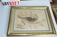 pen & ink GW Cunningham in gilt frame 16x12”
