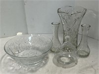 Clear Glass Punch Bowl With Pitcher And More
