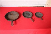 3 PIECES OF CAST IRON - 2 MARKED WAGNER