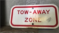 Metal Sign "Tow-Away Zone" WHite and Red