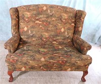 WING BACK COUNTRY STYLE POULTRY PRINT LOVESEAT