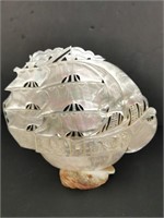 Carved "Mother of Pearl" Ship 6" w/stand