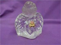 Fenton Glass Angel, Pink Stone 3x1 1/2x3 1/2"