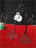 2 Coffee Cup Holders Wrought Iron Star & Heart