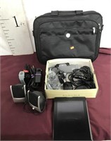 Assorted Electronics, Pad, Speakers, Dell Bag