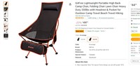 G4Free Lightweight Portable High Back Camp Chair,