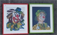 Pair Of Needle Point Clown Artworks