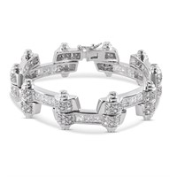 Sterling Silver- Rhodium Plated Men Fancy Bracelet