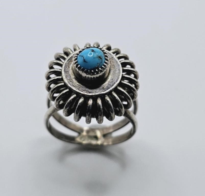 Vintage Hand Crafted Sterling Silver Turquoise