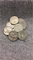 10 Silver Washington Quarters- Various Dates