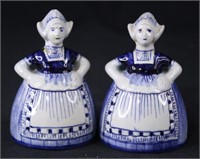 Delft Blue & White Girls Salt & Pepper Shakers