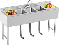 YITAHOME 3 Compartment Sink 60x16x32.