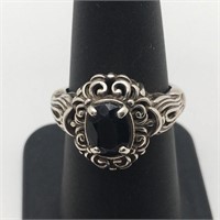 Sterling Silver Ring W Black Stone