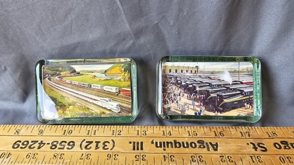 Train glass paperweights