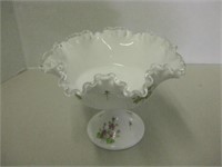 8" Diameter Hand Painted Fenton Footed Bowl