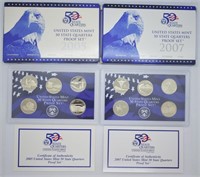 TWO PROOF QUARTER SETS 2005 2007