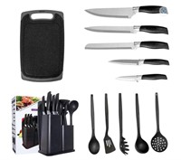 10 Pcs in 1 Kitchen Knife Set with Block, 5-Piece