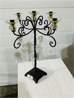 Metal & glass 21" tall candle holder