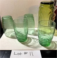 Vintage Green Drinking Glasses (4)