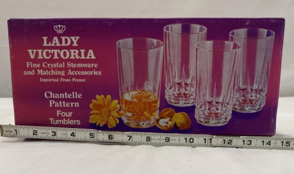 Lady Victoria Fine Crystal Stemware 4PC Tumblers