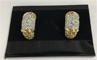 Pair Of M V Vellano Clip Earrings, Clear Stones
