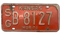 1974 Kansas License Plate