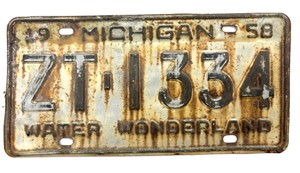 1958 Michigan License Plate