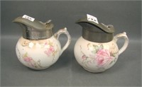 Two Warwick China Floral  Decorated Syrup Jugs