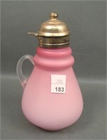 Italian Pink Satin Glass Syrup Jug