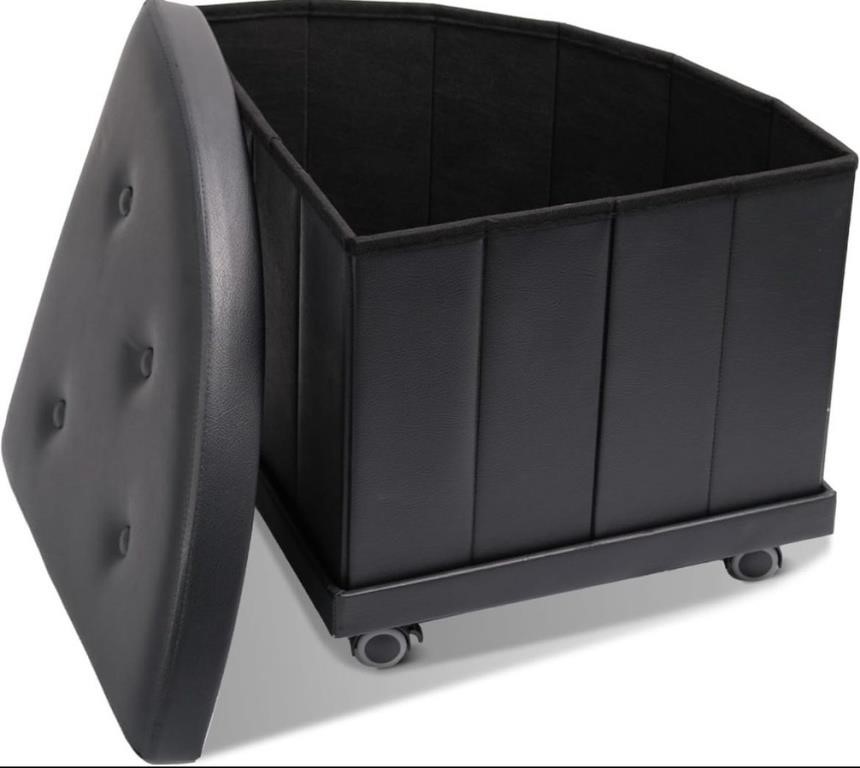 FB44444 HOUCHICS Small Storage Ottoman Black