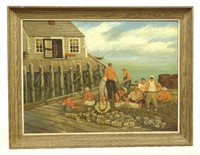 Painting, Dock with Fisherman