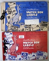 Two vintage matchbox label albums