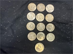 13 Kennedy Half Dollars (90% silver)