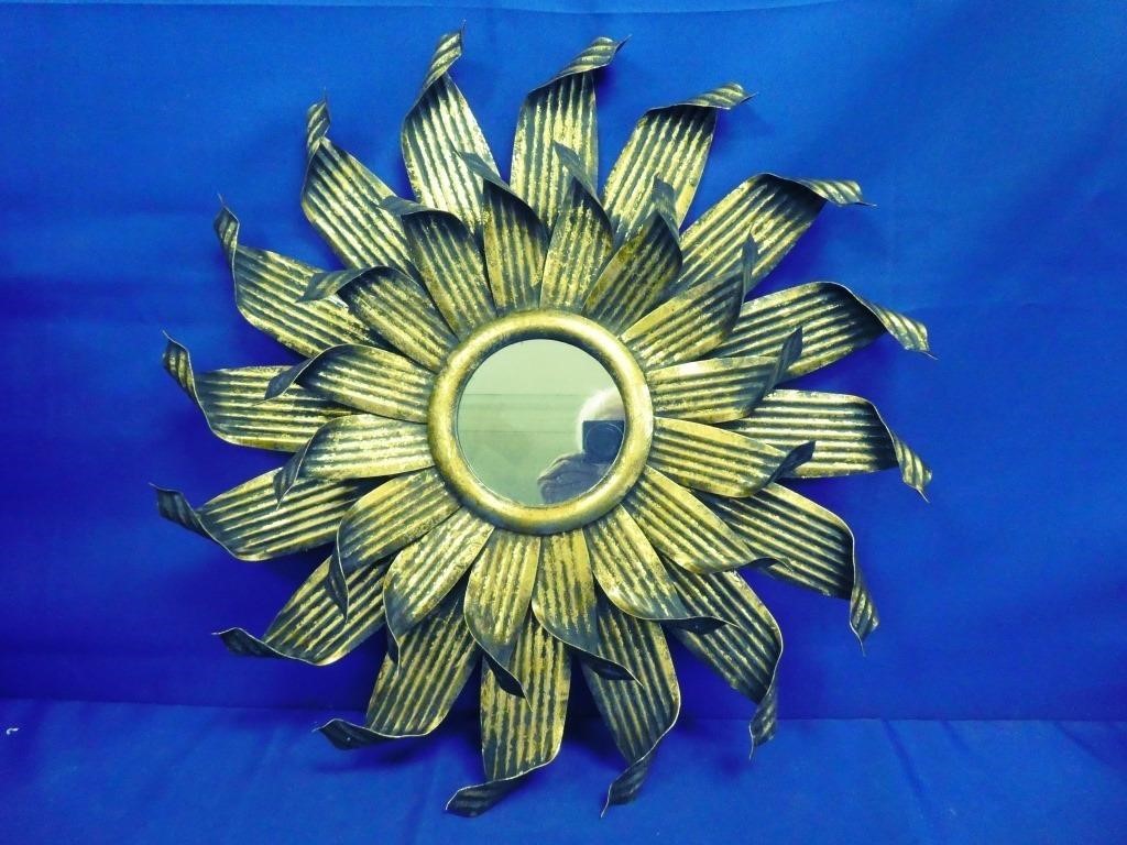 Sun Metal Mirror Wall Decor 21" Dia