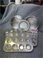 Lot of Metal Baking Dishes