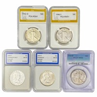 1942-1963 [5] Silver Half Dollars