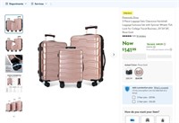N7527  Pregoods Luggage Set, 20"24"28", Rose Gold