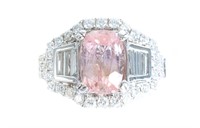 18K WG 2.75 CT Pink Sapphire & Diamond Ring