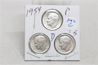 1954 PDS Silver Dimes