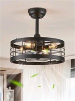 New LEDIARY 16.5 inch Black Caged Ceiling Fan with