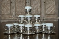 12 Sterling & Lenox Porcelain Demitasse Cups