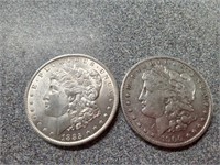 X2  1885 O & 1900 O Morgan silver dollar coins