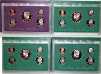4 US Mint Coin Proof Sets - 1990's