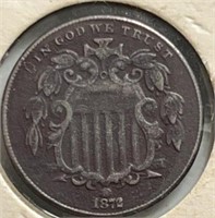 1872 Shield Nickel XF Better Date