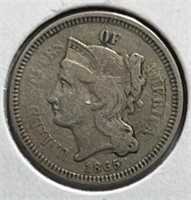 1865 3cent Nickel VF