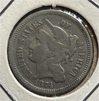 1874 3cent Nickel VF