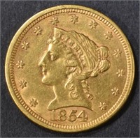 1854 GOLD $2.5 LIBERTY AU BU