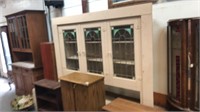 Antique cabinet top with stained glass doors 68 x